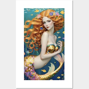 Gustav Klimt's Nautical Nymph: Inspired Mermaid Masterpiece Posters and Art